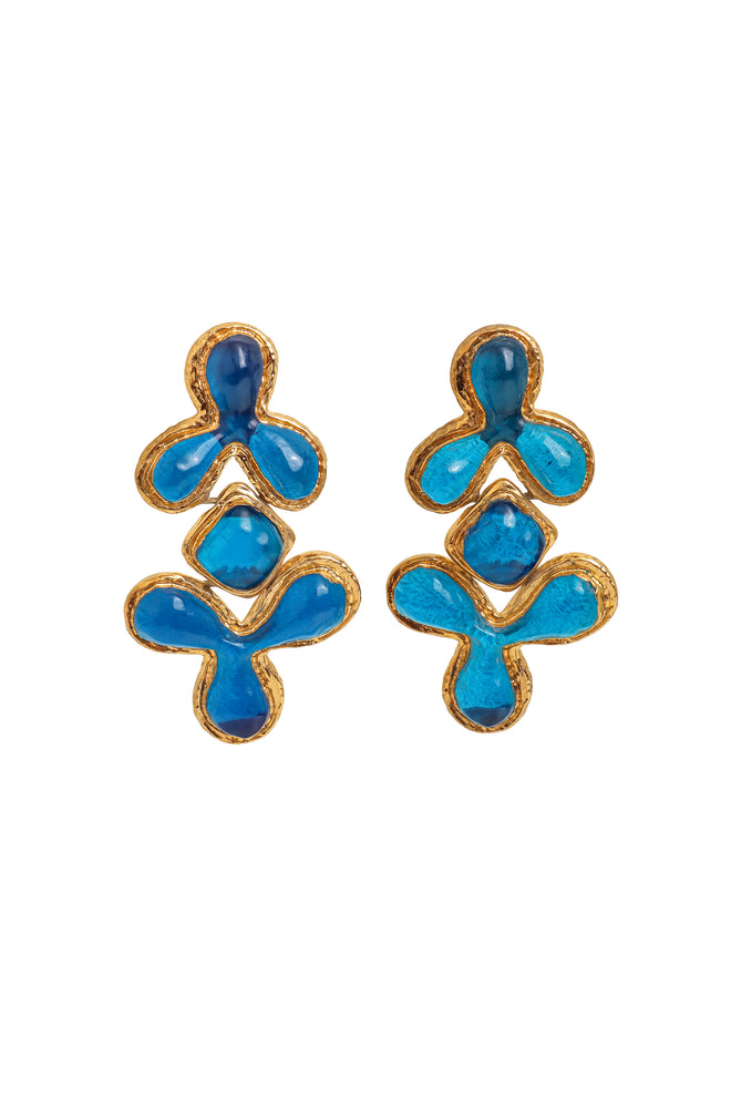 Vintage Guy Laroche Blue Abstract Resin Drop Earrings @ Recess LA