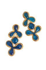 Vintage Guy Laroche Blue Abstract Resin Drop Earrings close @ Recess LA