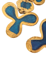 Vintage Guy Laroche Blue Abstract Resin Drop Earrings signatures @ Recess LA