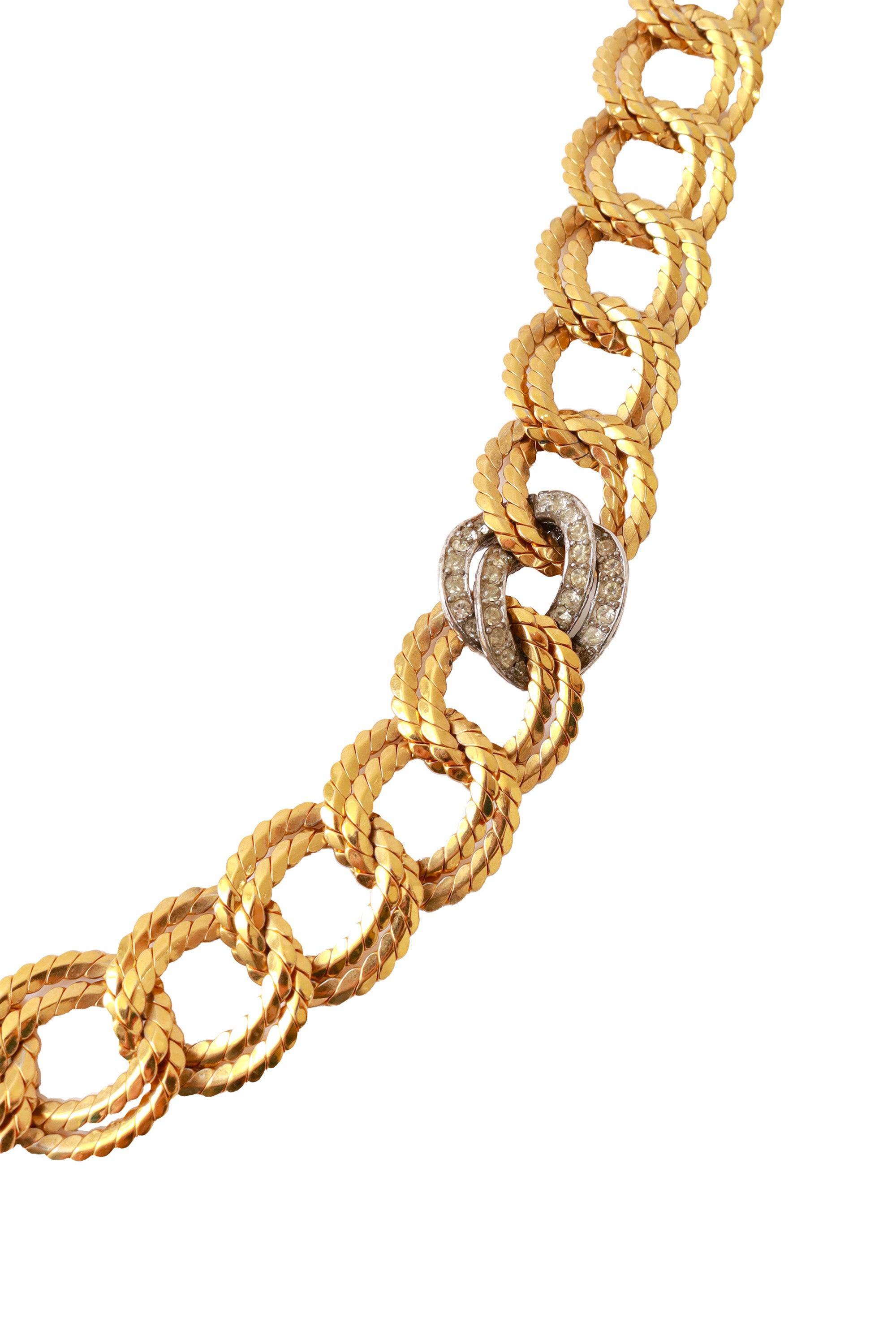 Gold and Silver Double Hoop Chain Necklace details up close @RecessLA