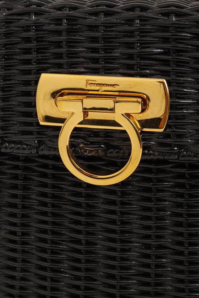 Salvatore Ferragamo Top Handle Wicker Basket Bag clasp @ Recess LA