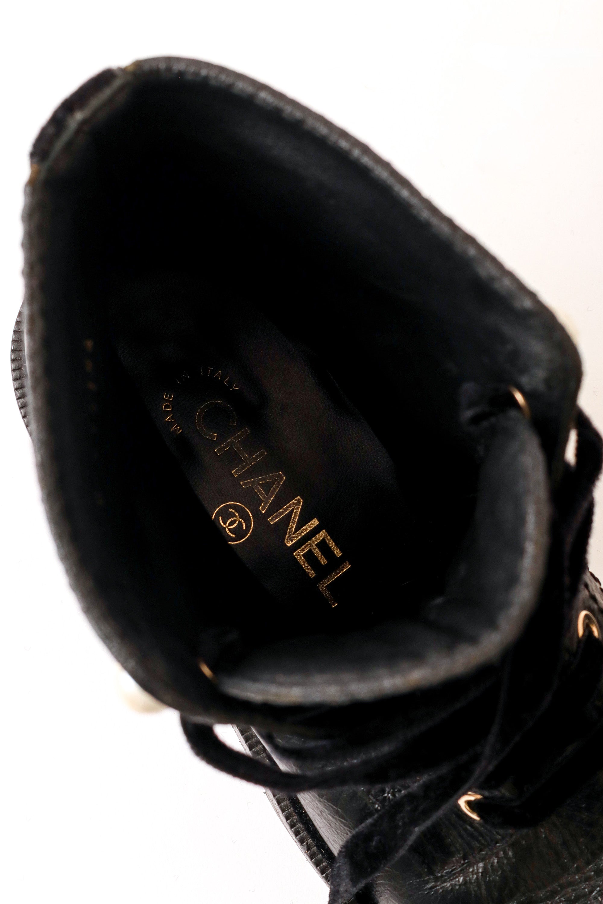 leather ankle boots by Chanel inner logo @ Recess LA