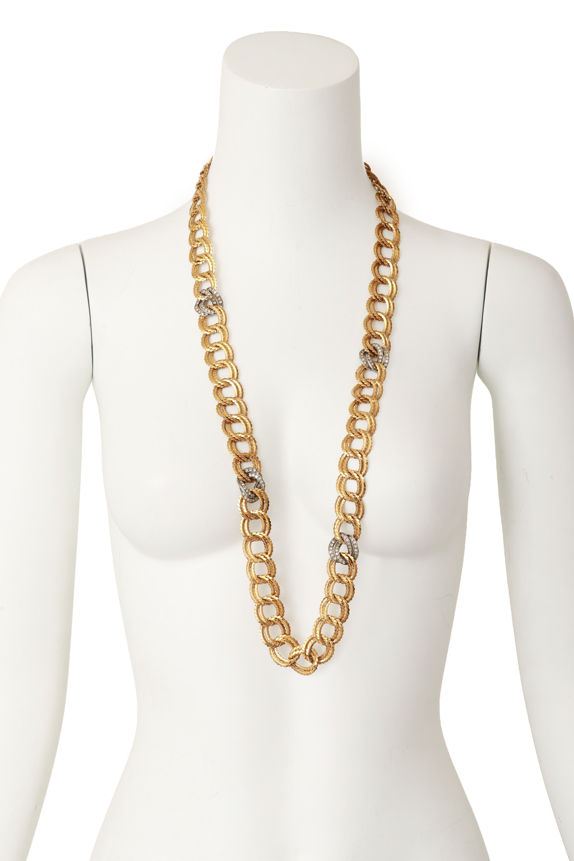 Gold and Silver Double Hoop Chain Necklace on Mannequin  @RecessLA