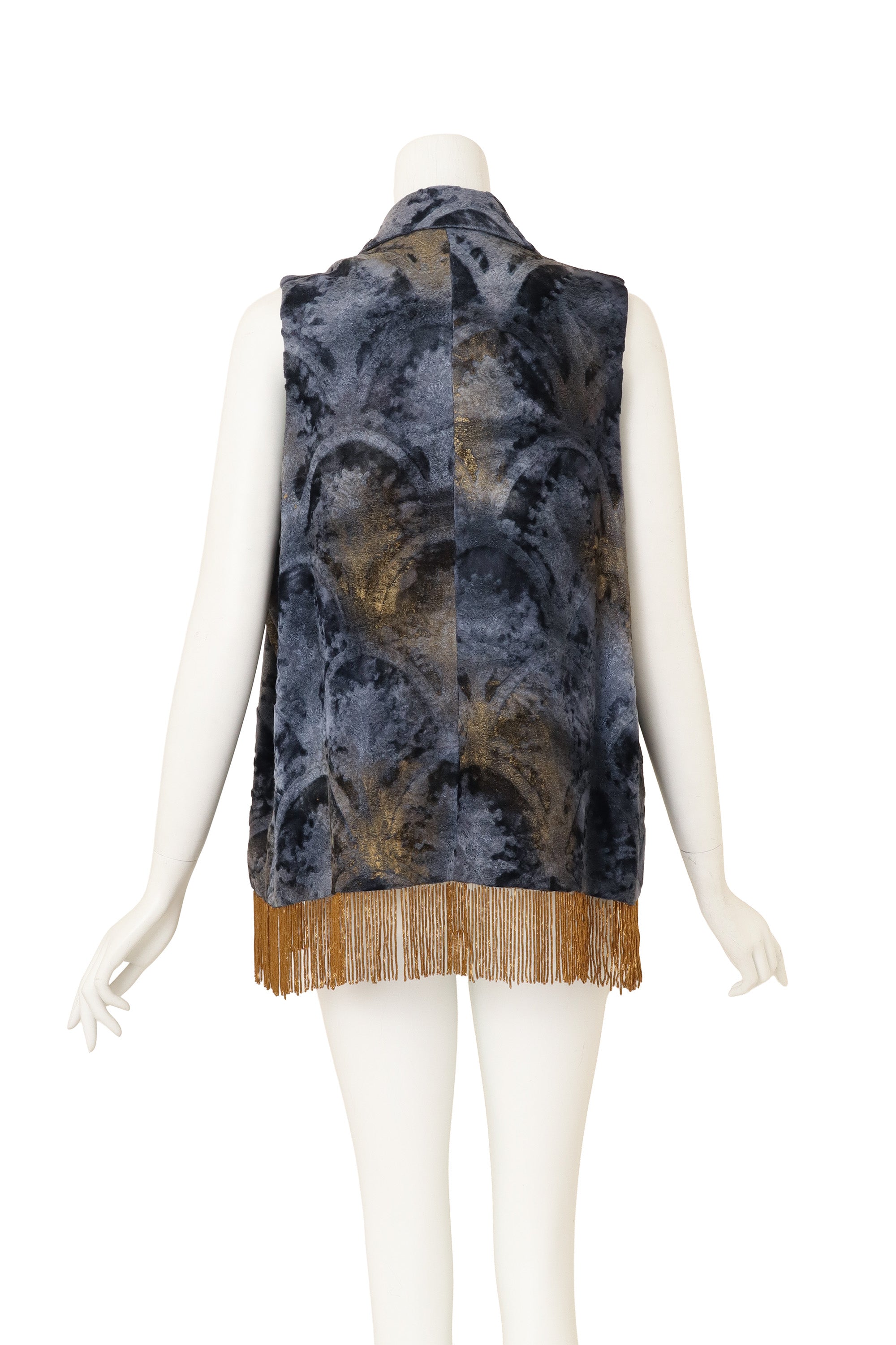 Metallic Fringe Velvet Vest by Romeo Gigli on mannequin back @ Recess LA