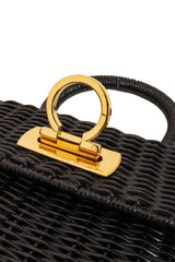 Salvatore Ferragamo Top Handle Wicker Basket Bag under clasp wear @ Recess LA