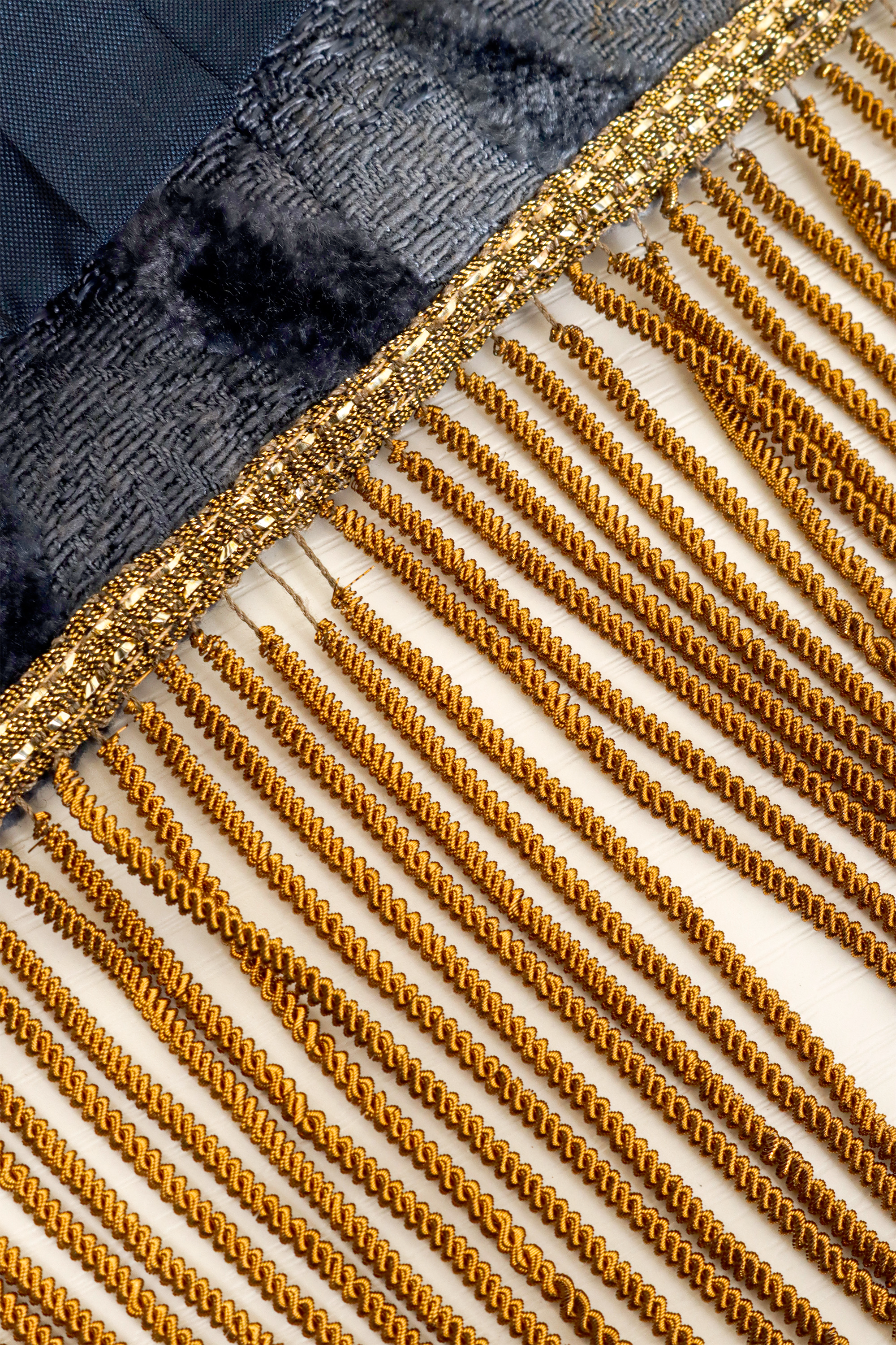 Metallic Fringe Velvet Vest by Romeo Gigli pulling fringe @ Recess LA