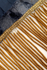 Metallic Fringe Velvet Vest by Romeo Gigli pulling fringe @ Recess LA
