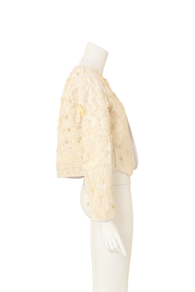Bead Appliqué Bolero by Judith Roberts on mannequin side @ Recess LA