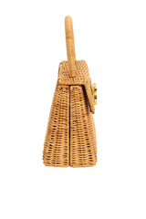 Salvatore Ferragamo Tan Top Handle Wicker Basket Bag side @ Recess LA