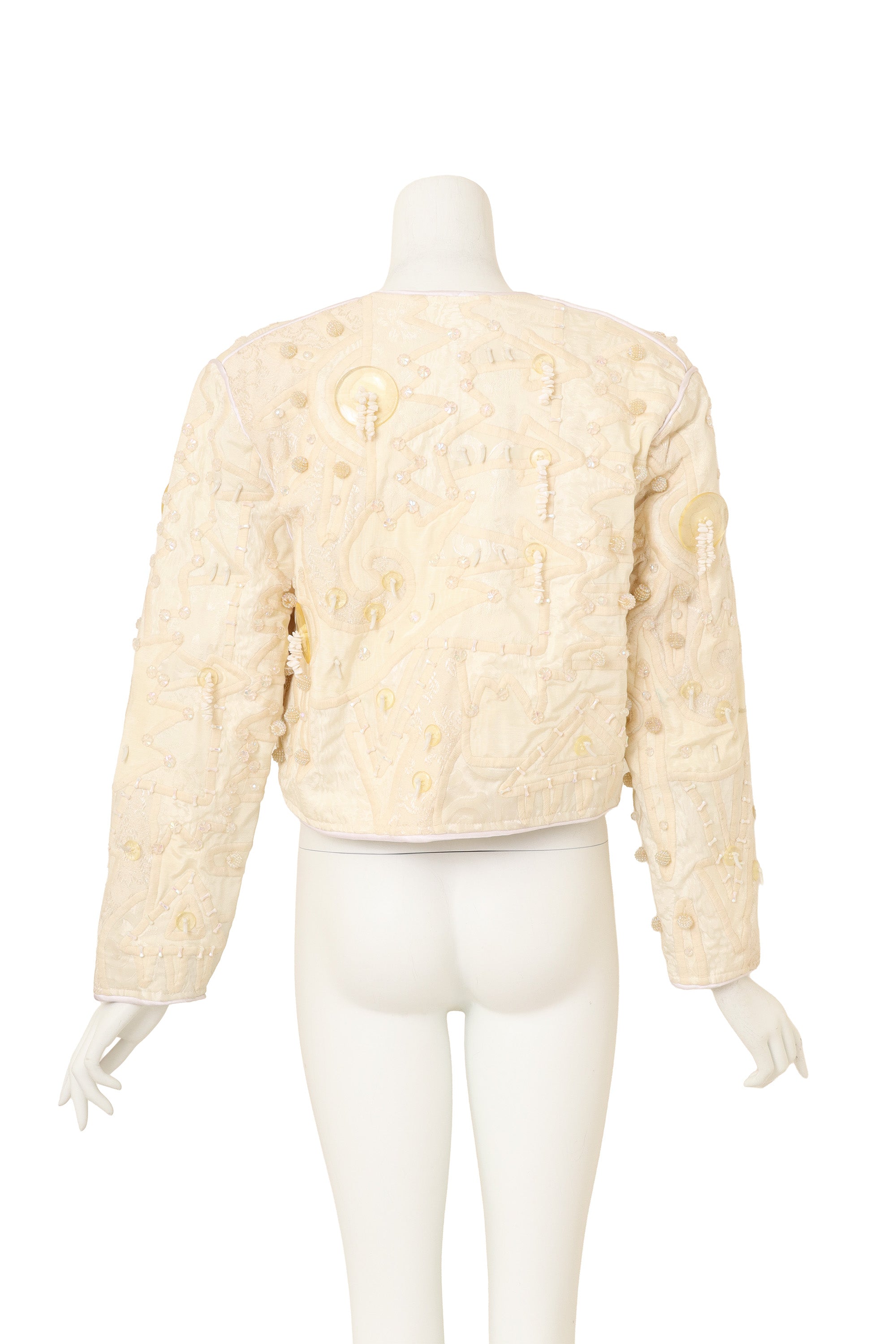 Bead Appliqué Bolero by Judith Roberts on mannequin back @ Recess LA