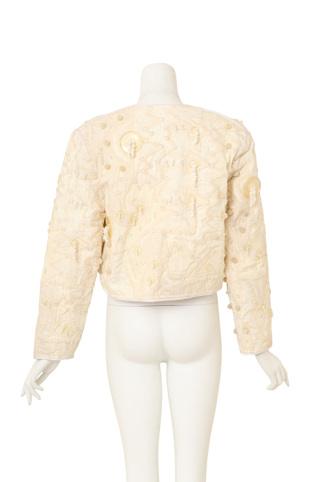 Bead Appliqué Bolero by Judith Roberts on mannequin back @ Recess LA