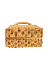 Salvatore Ferragamo Tan Top Handle Wicker Basket Bag bottom @ Recess LA