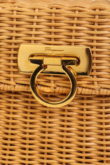 Salvatore Ferragamo Tan Top Handle Wicker Basket Bag close @ Recess LA