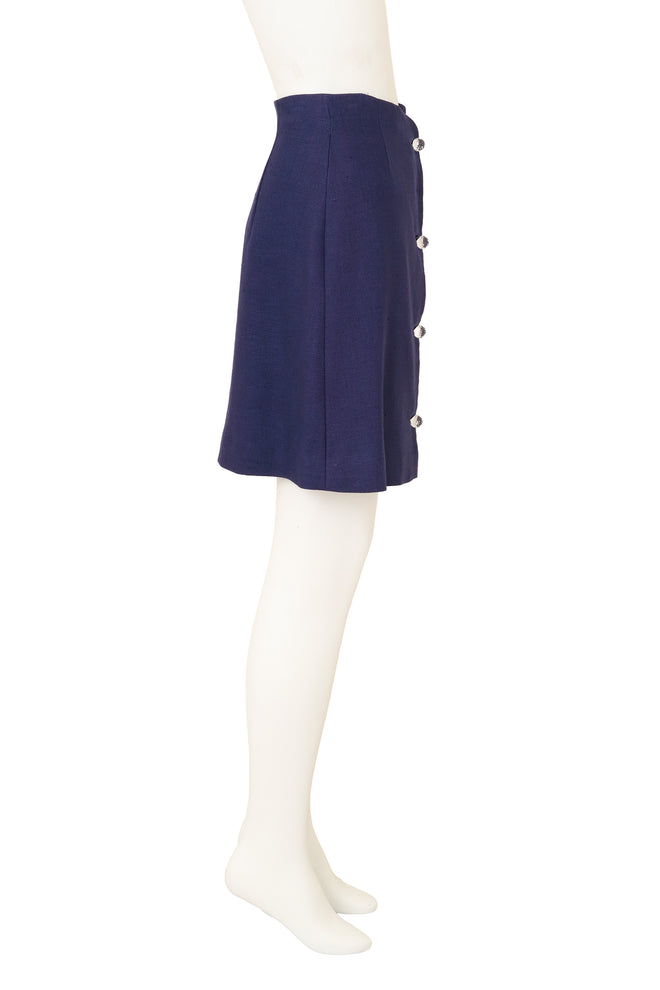 High Waist Crystal Sphere Button Midi Skirt side view mannequin @Recess LA