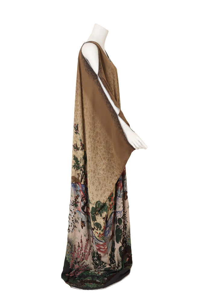 Scenic Landscape Forest Animal Print Silk Duster mannequin side view @Recess LA