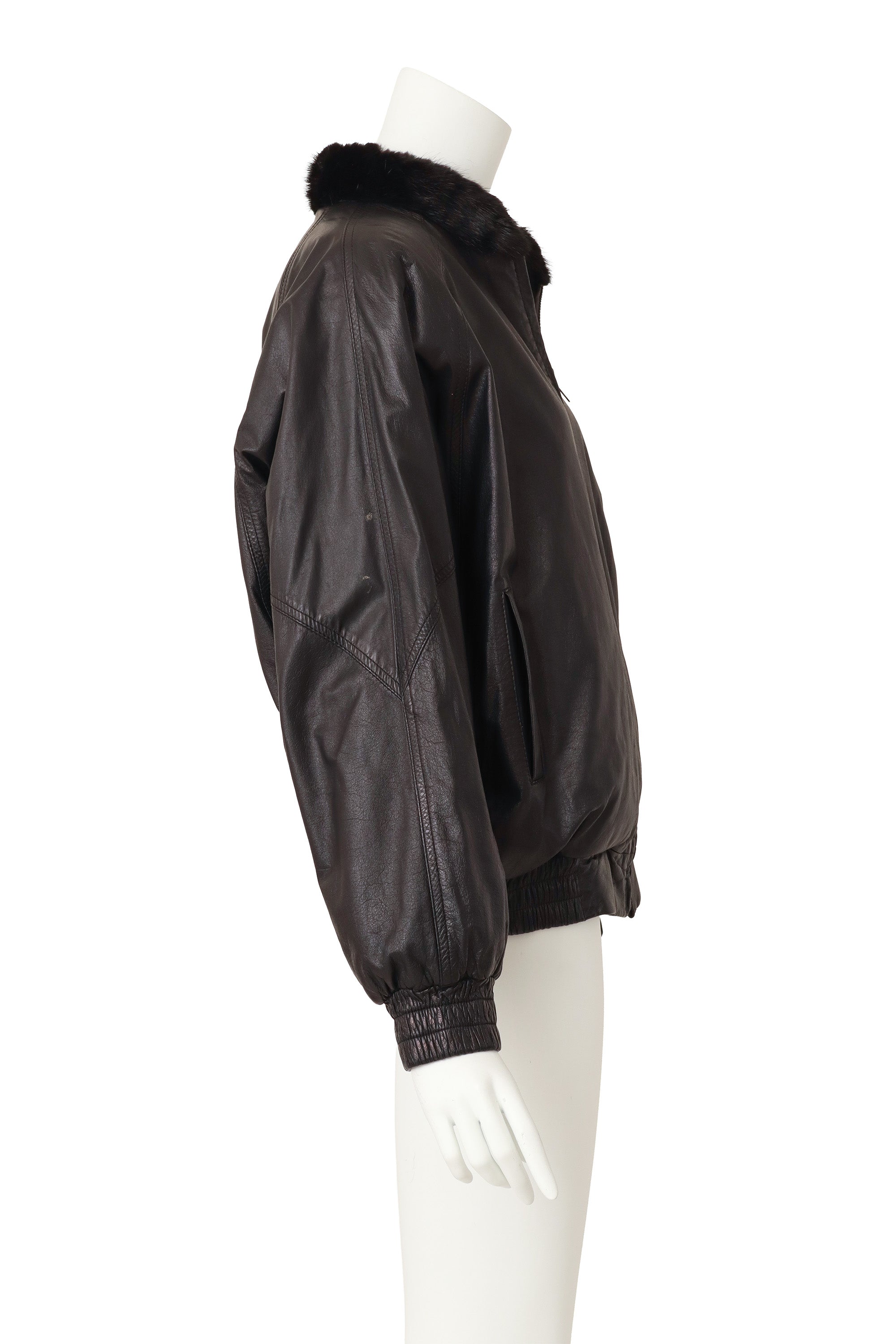 reversible leather fur jacket leather side @ Recess LA