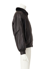 reversible leather fur jacket leather side @ Recess LA