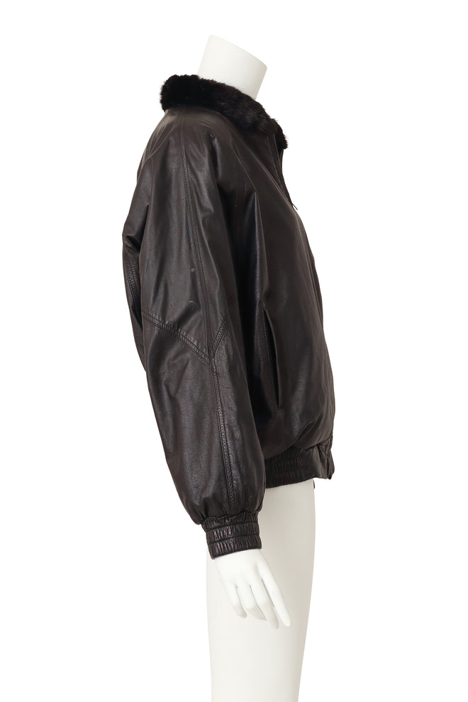 reversible leather fur jacket leather side @ Recess LA