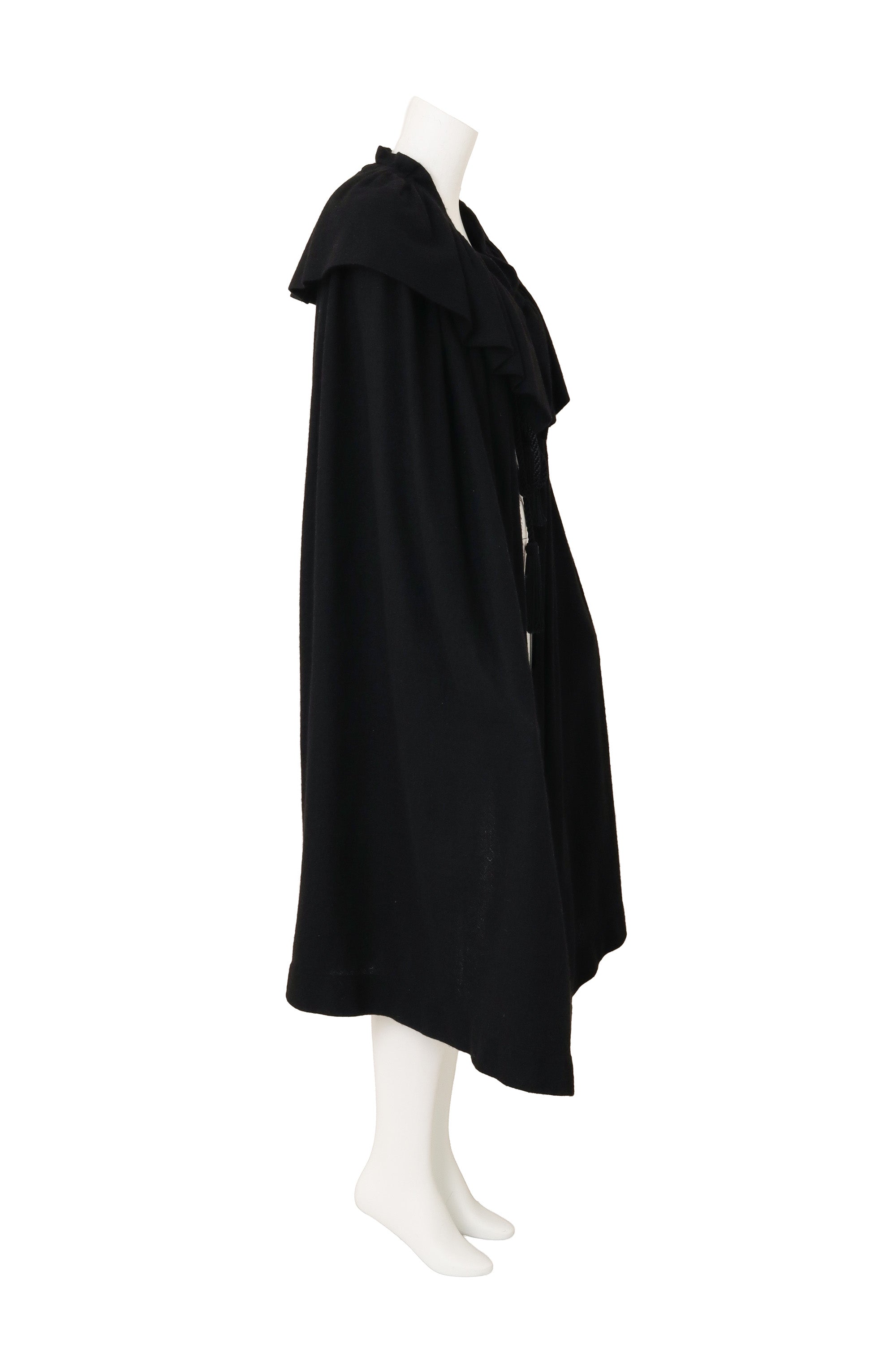 Wool Blend Ruffle Tassel Cape side view mannequin @Recess LA