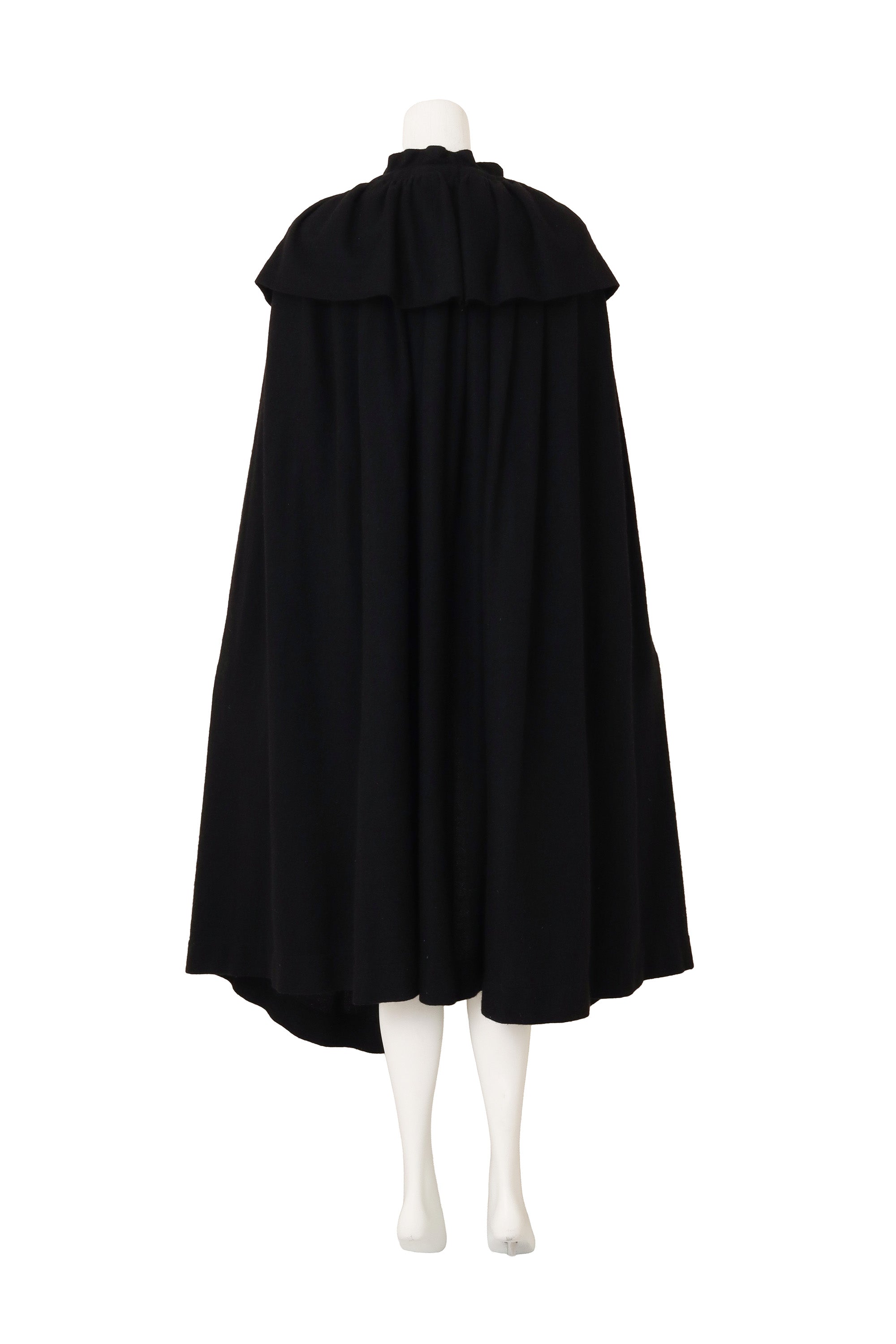 Wool Blend Ruffle Tassel Cape back view mannequin @Recess LA