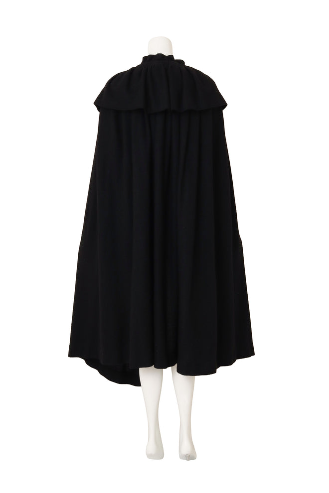 Wool Blend Ruffle Tassel Cape back view mannequin @Recess LA