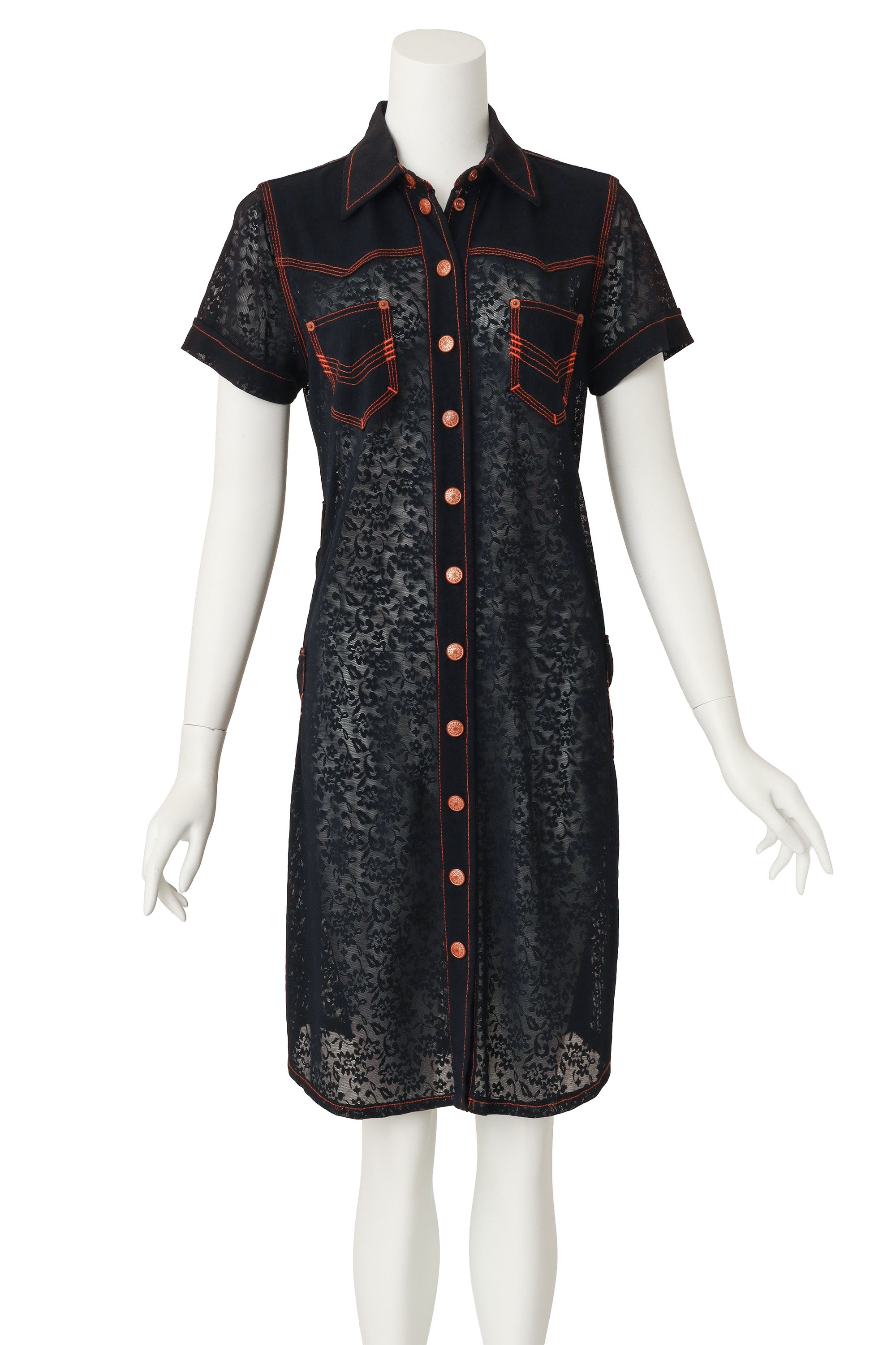 Lace Shirt Dress by Jean Paul Gaultier on mannequin without belt @ Recess LA