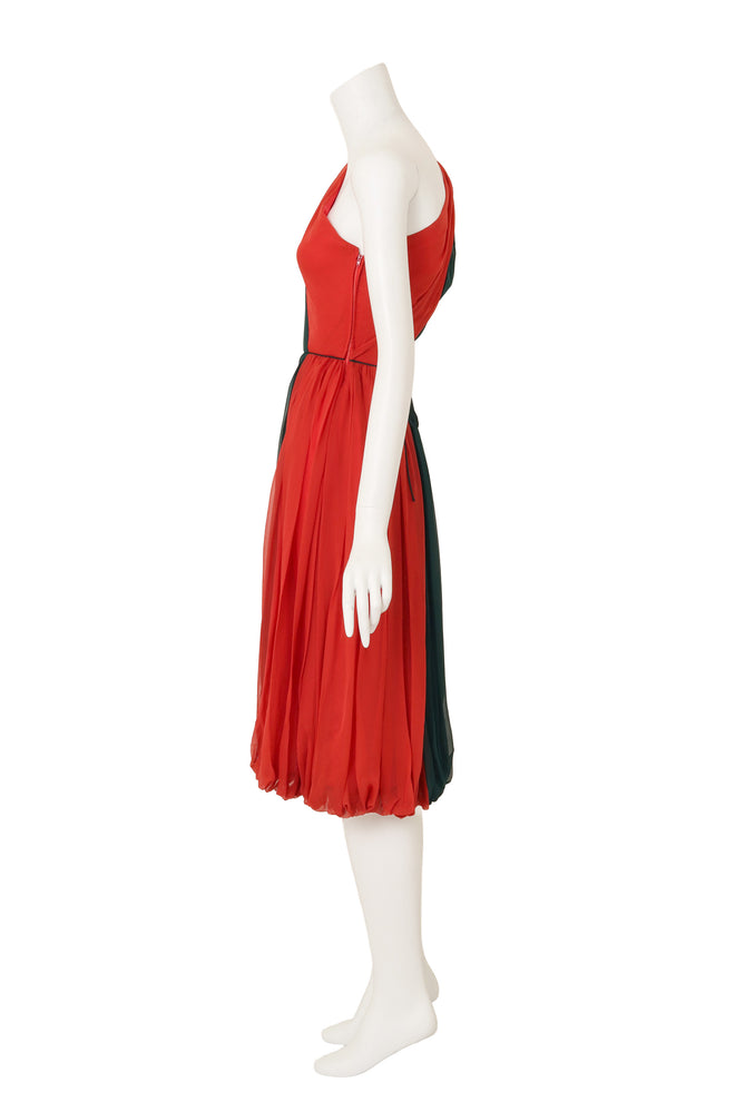 One Shoulder Color Block Dress by Jean Louis on mannequin side @ Recess LA