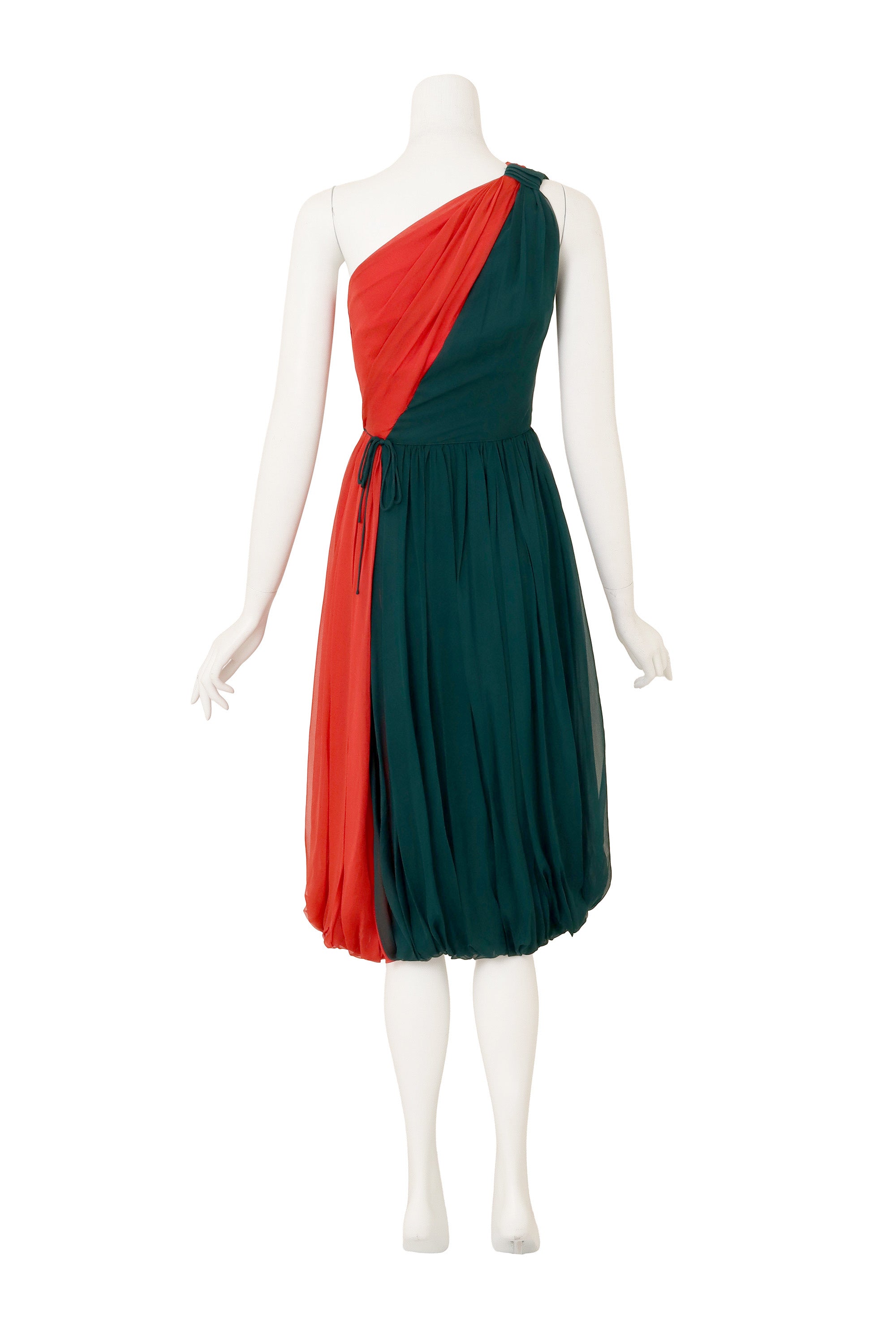 One Shoulder Color Block Dress by Jean Louis on mannequin back @ Recess LA