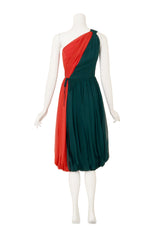 One Shoulder Color Block Dress by Jean Louis on mannequin back @ Recess LA