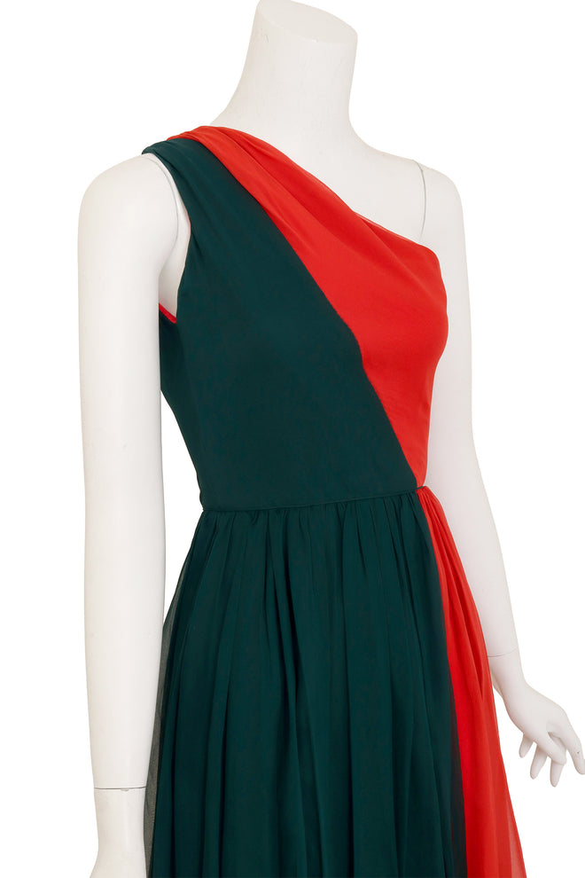 One Shoulder Color Block Dress by Jean Louis on mannequin close @ Recess LA