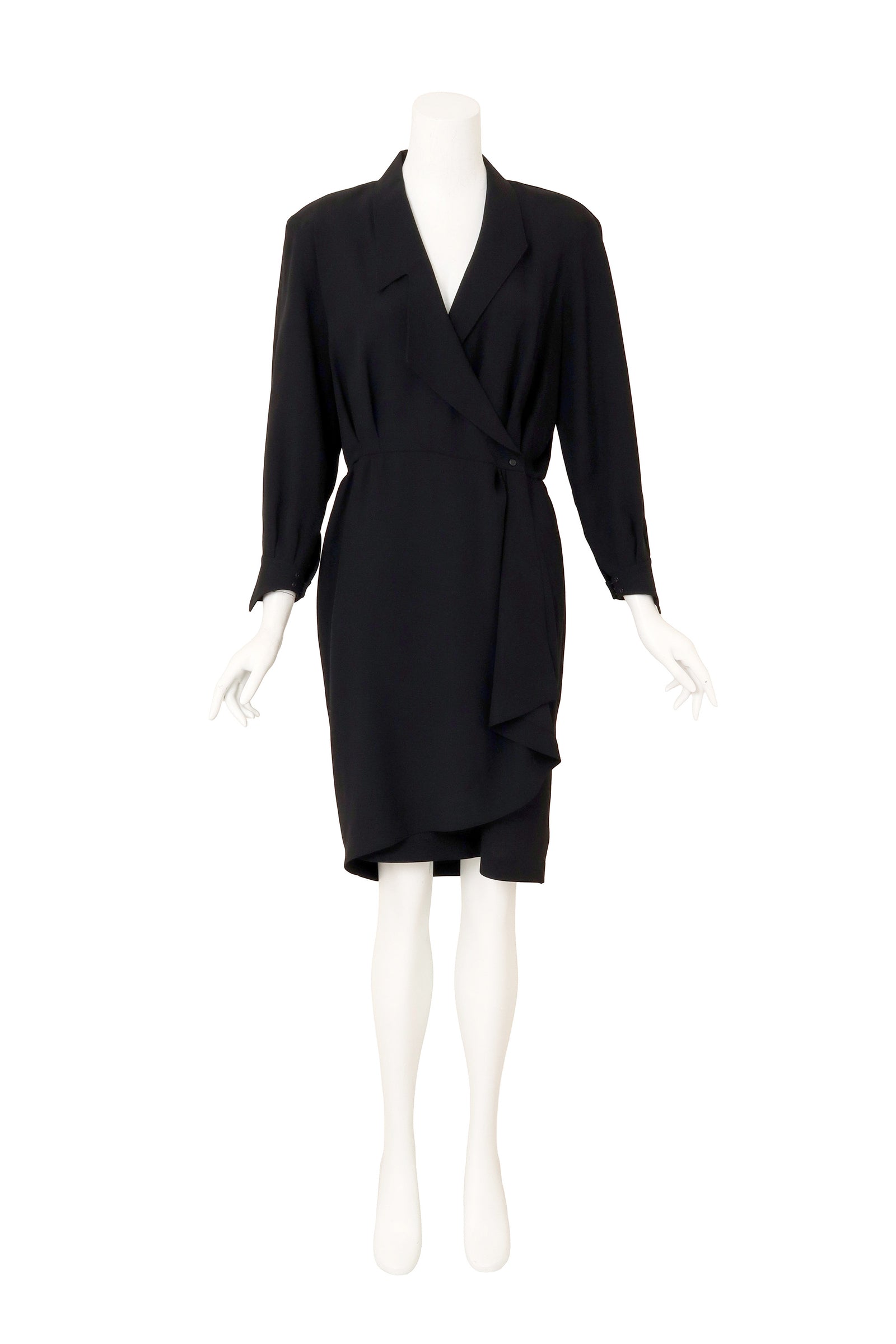 long sleeve crepe wrap dress Vintage Thierry Mugler Asymmetrical Wrap Dress – Recess