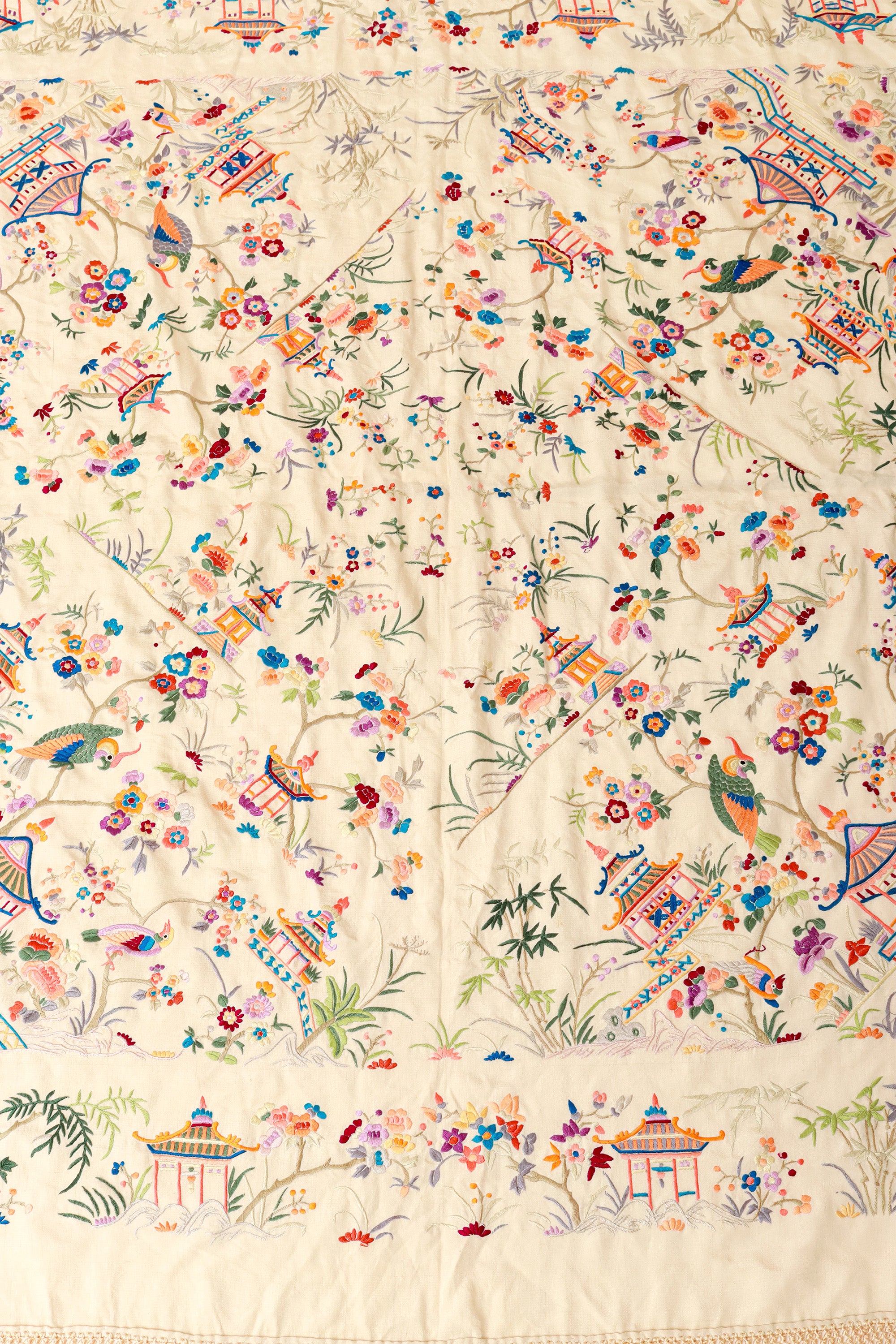 Embroidered Piano shawl fabric @ Recess LA