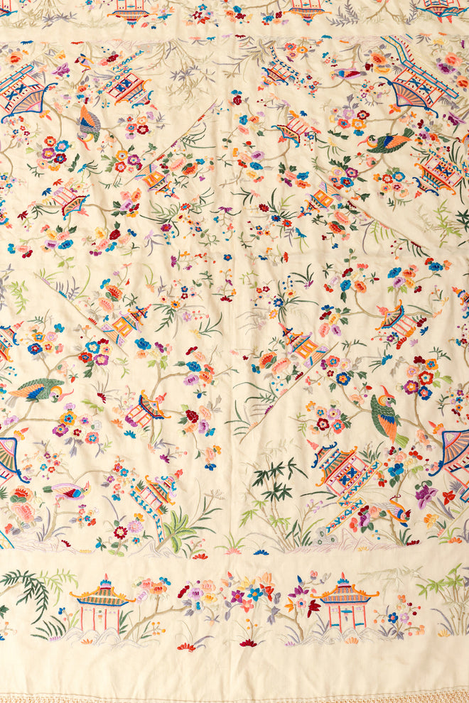 Embroidered Piano shawl fabric @ Recess LA