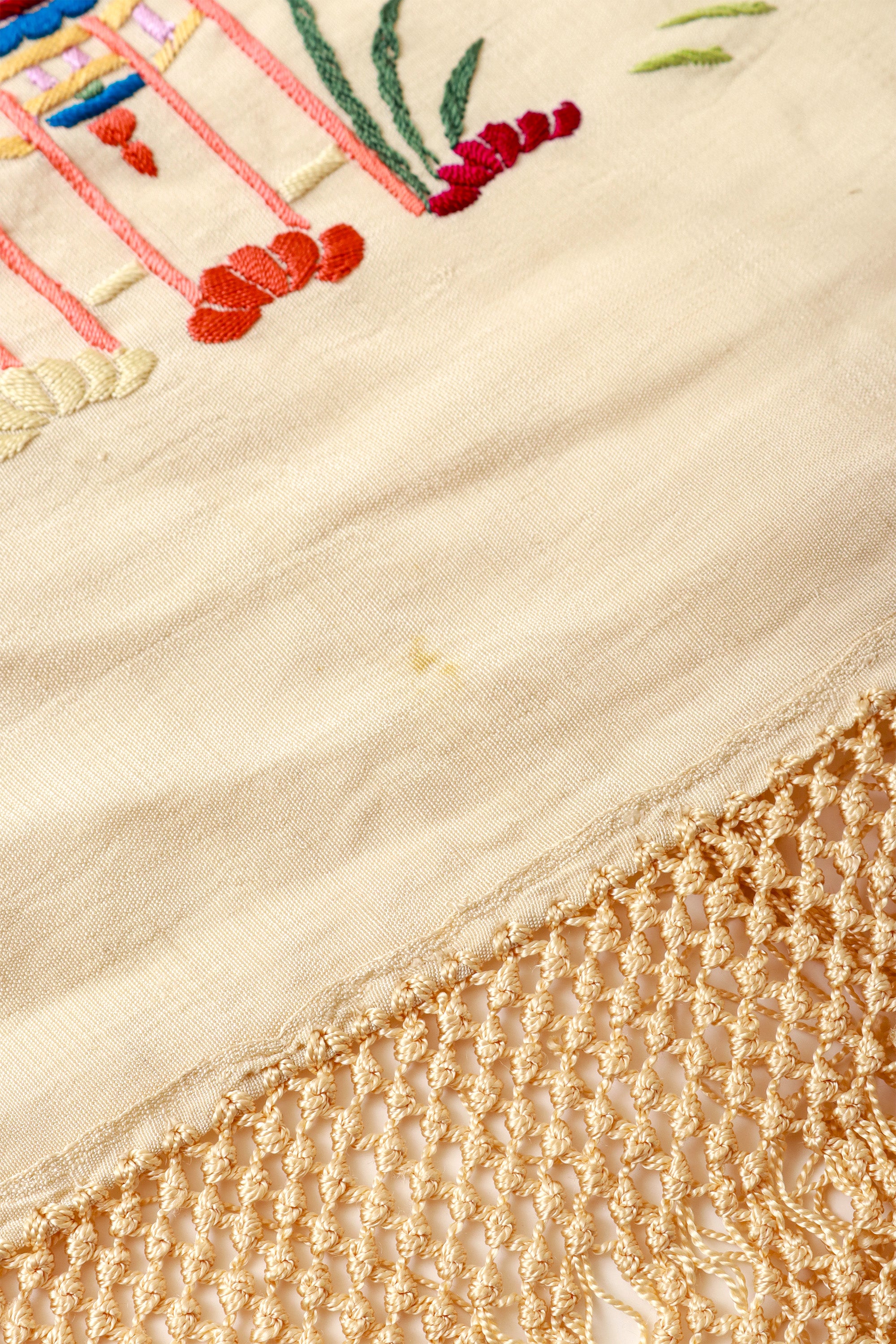 Embroidered Piano shawl stain 1 @ Recess LA