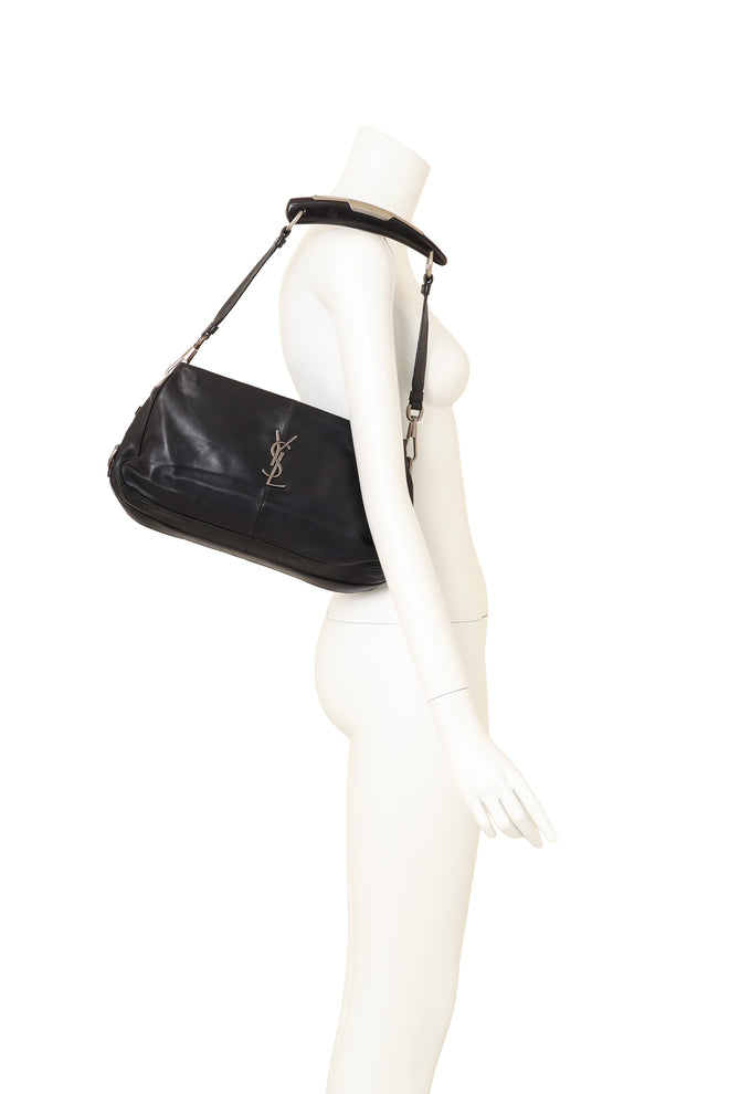 Vintage Saint Laurent Leather Mombasa Shoulder Bag on mannequin @ Recess LA