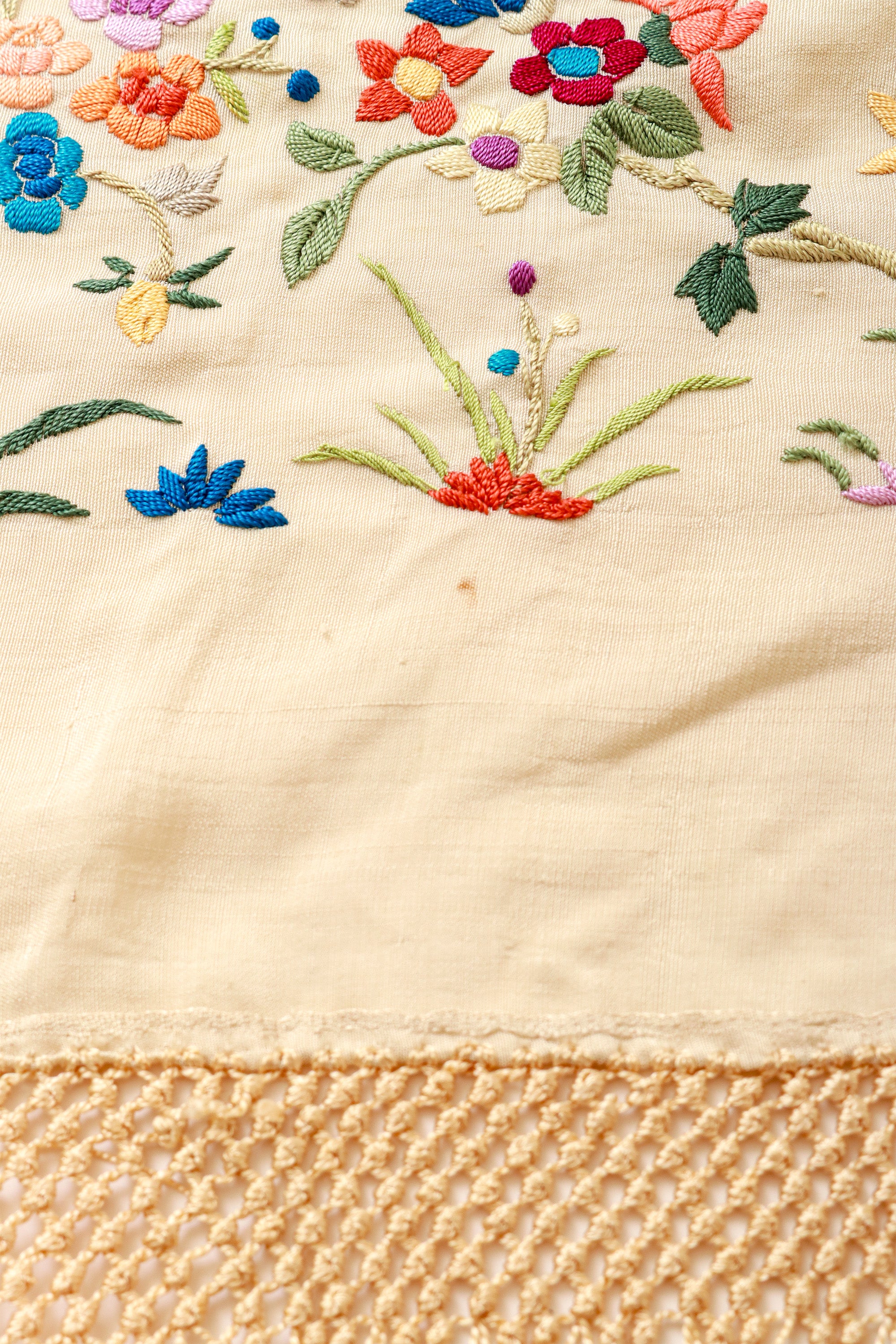 Embroidered Piano shawl stain 2 @ Recess LA