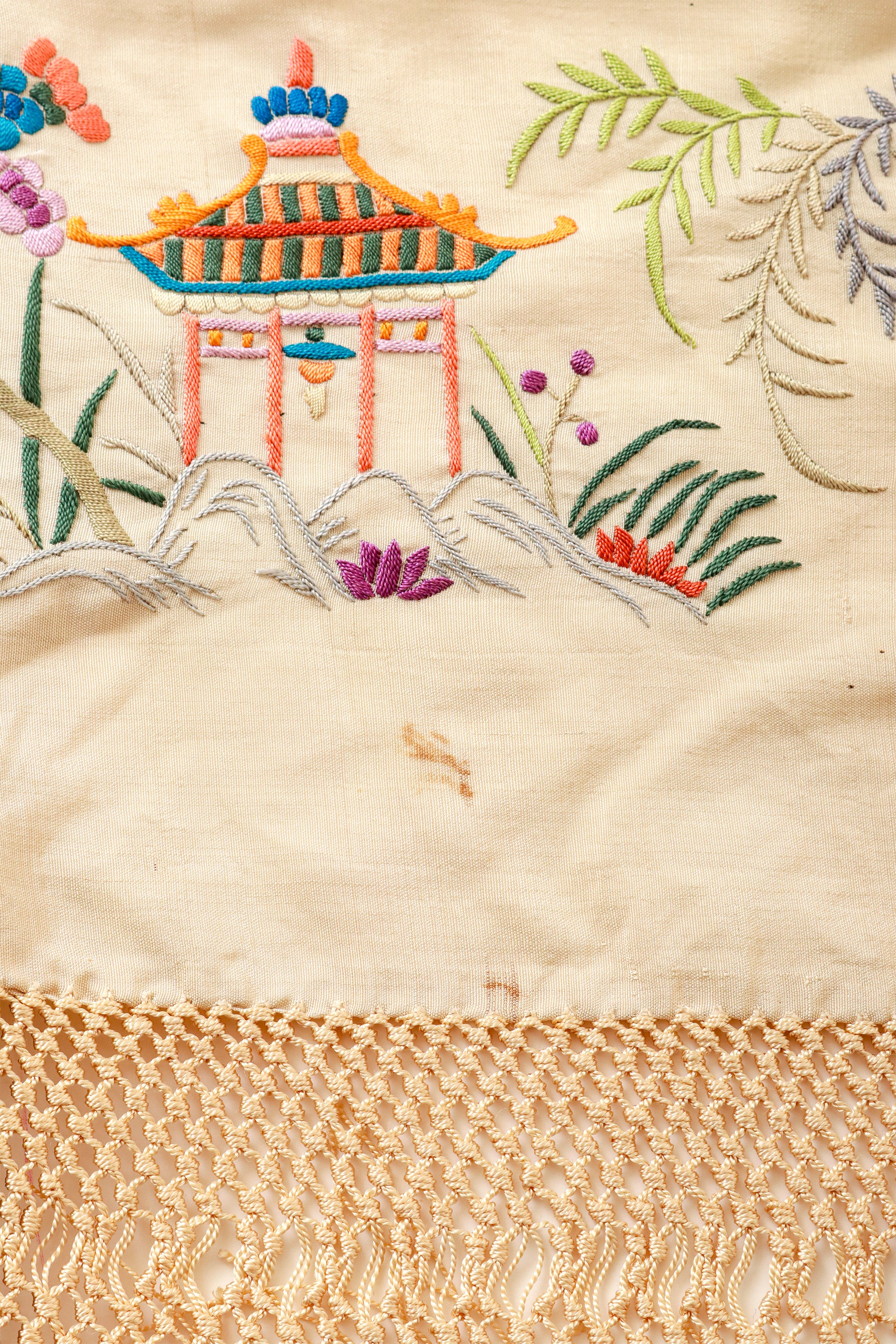 Embroidered Piano shawl stain 3 @ Recess LA