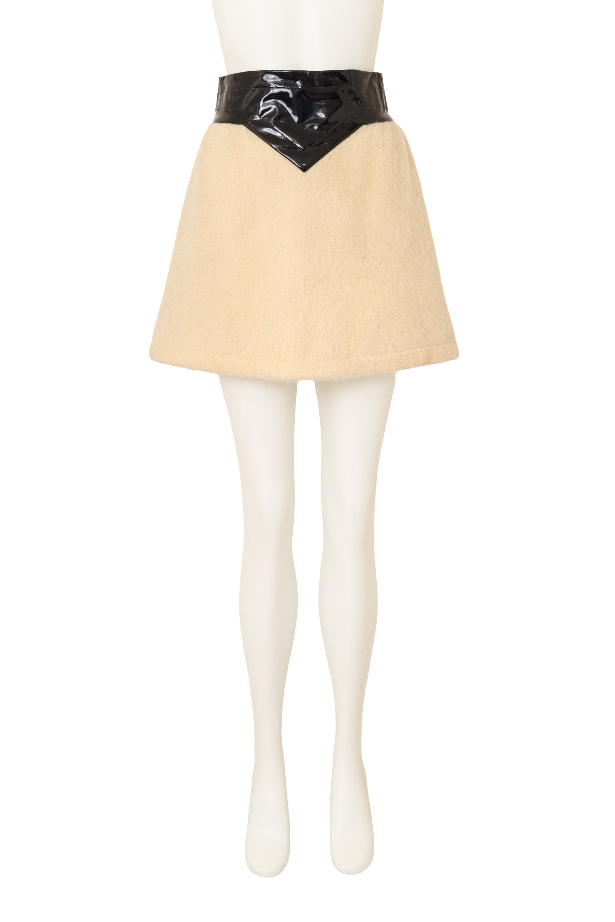 Vinyl Bandwaist Mohair Mini Skirt by Pierre Cardin on mannequin @ Recess LA