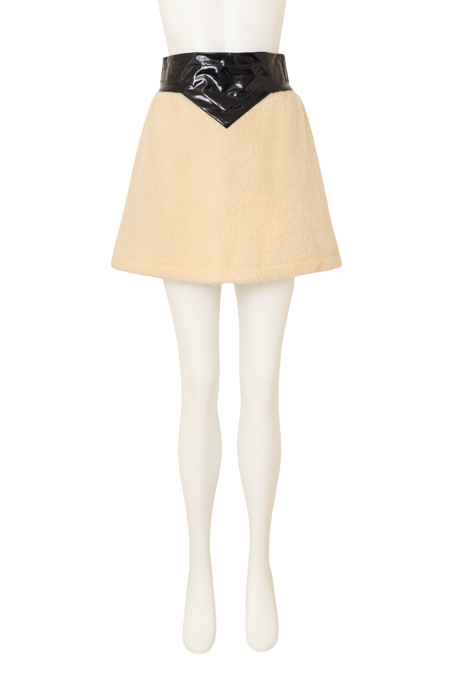 Vinyl Bandwaist Mohair Mini Skirt by Pierre Cardin on mannequin @ Recess LA