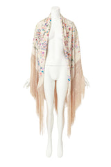 Embroidered Piano shawl on mannequin front @ Recess LA