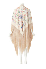 Embroidered Piano shawl on mannequin back @ Recess LA