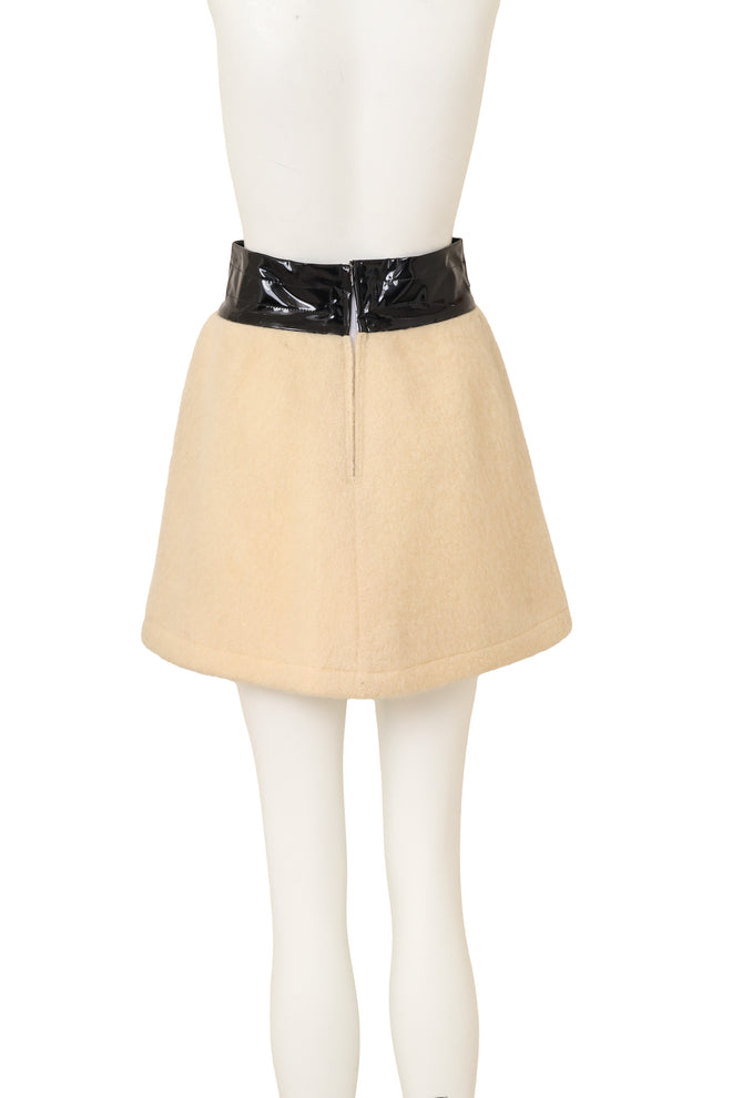 Vinyl Bandwaist Mohair Mini Skirt by Pierre Cardin on mannequin back @ Recess LA