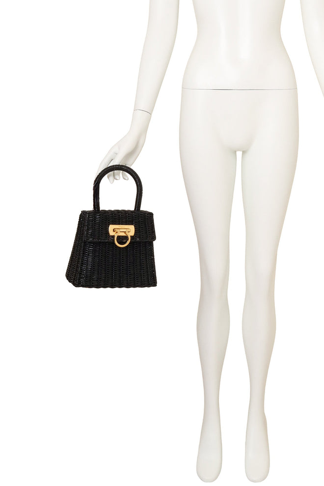 Salvatore Ferragamo Top Handle Wicker Basket Bag on mannequin @ Recess LA