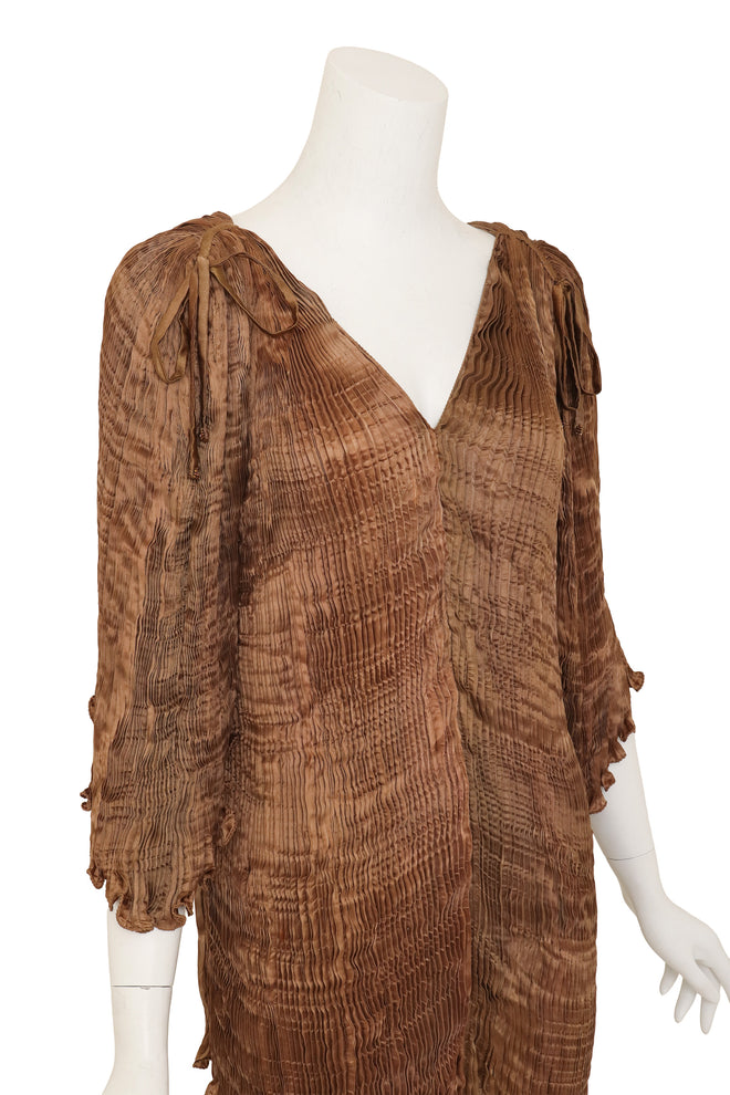 Plisse Silk V Neck Top mannequin front @Recess LA