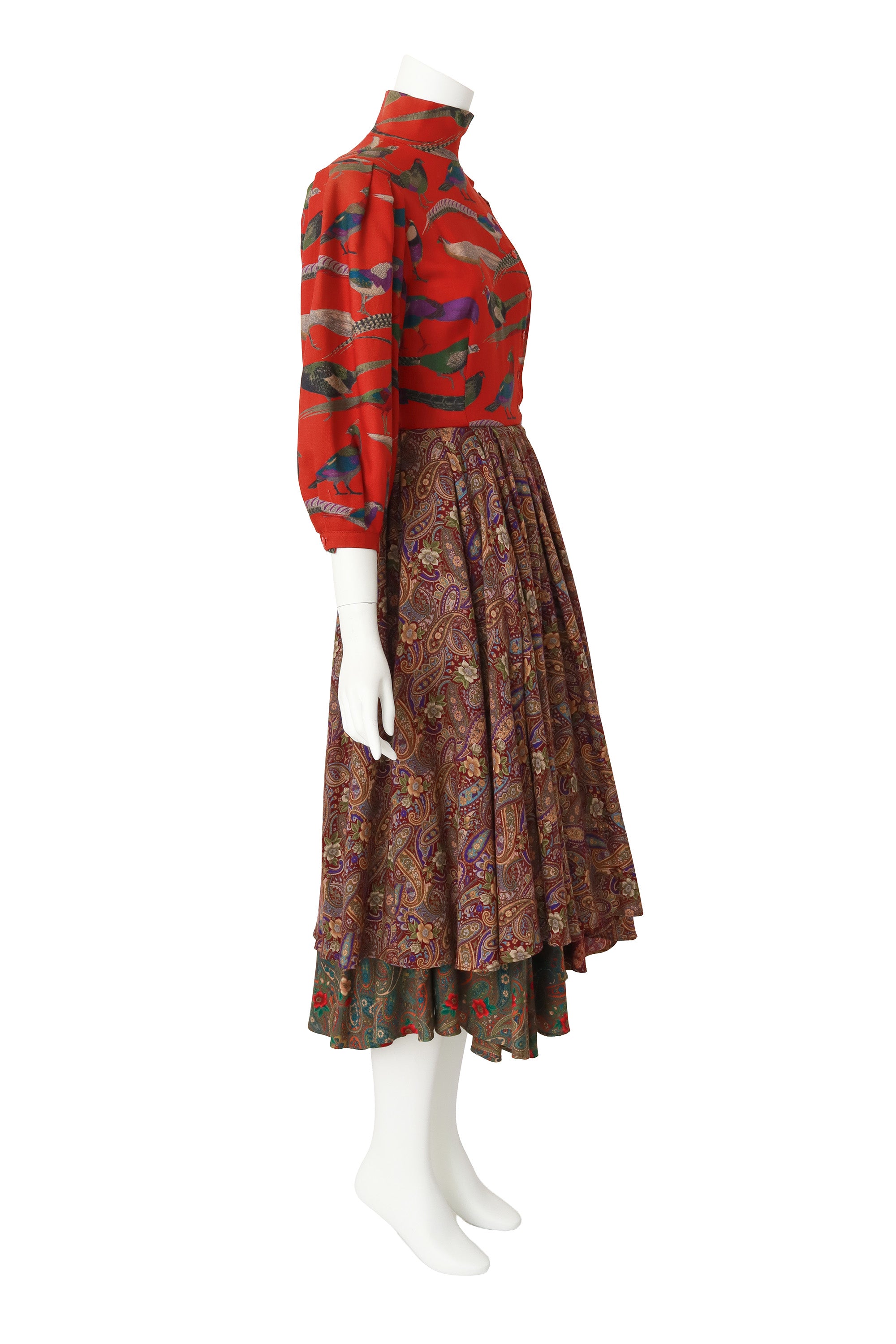 bird print dress by Perry Ellis on mannequin side @ Recess LA