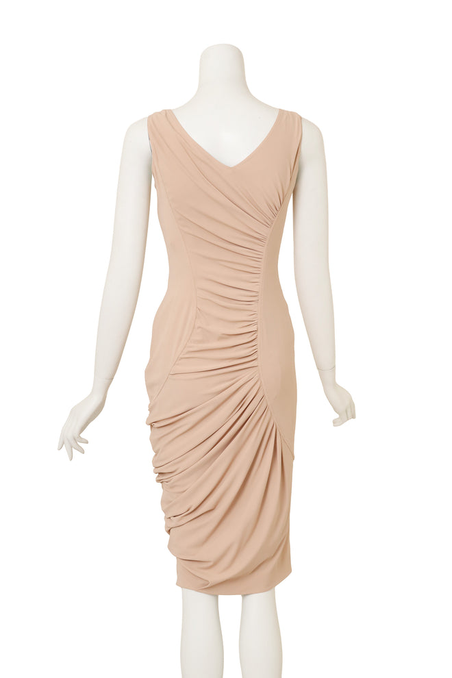 Vintage Galliano for Dior Ruche Draped Cocktail Dress on mannequin back @ Recess LA