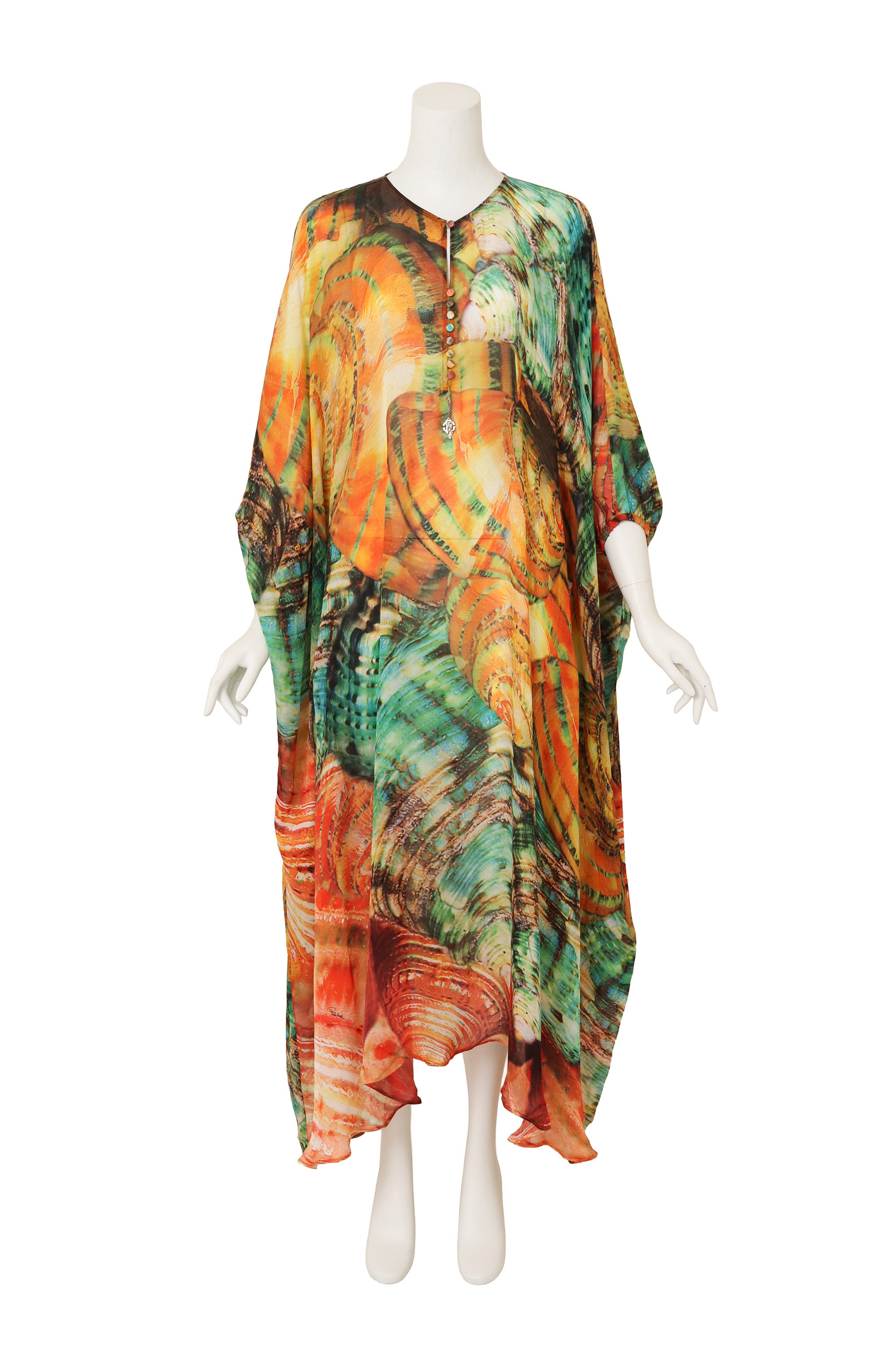 Shell Print Silk Caftan Dress @Recess LA