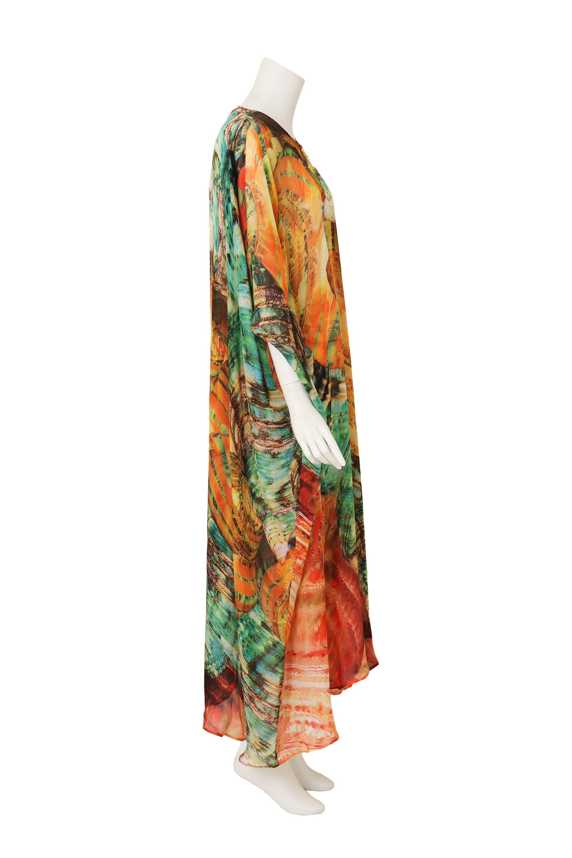 Shell Print Silk Caftan Dress mannequin side @Recess LA