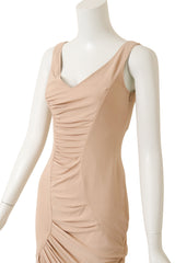 Vintage Galliano for Dior Ruche Draped Cocktail Dress on mannequin close @ Recess LA