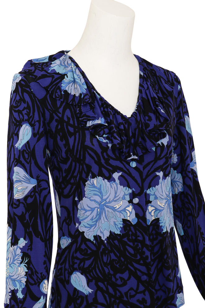 Emilio Pucci Long Sleeve Floral Print Top close up front @Recess LA